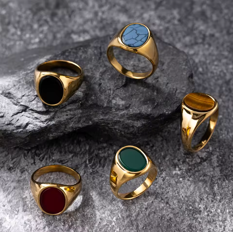 Anello in Acciaio con Pietra Naturale | Minia