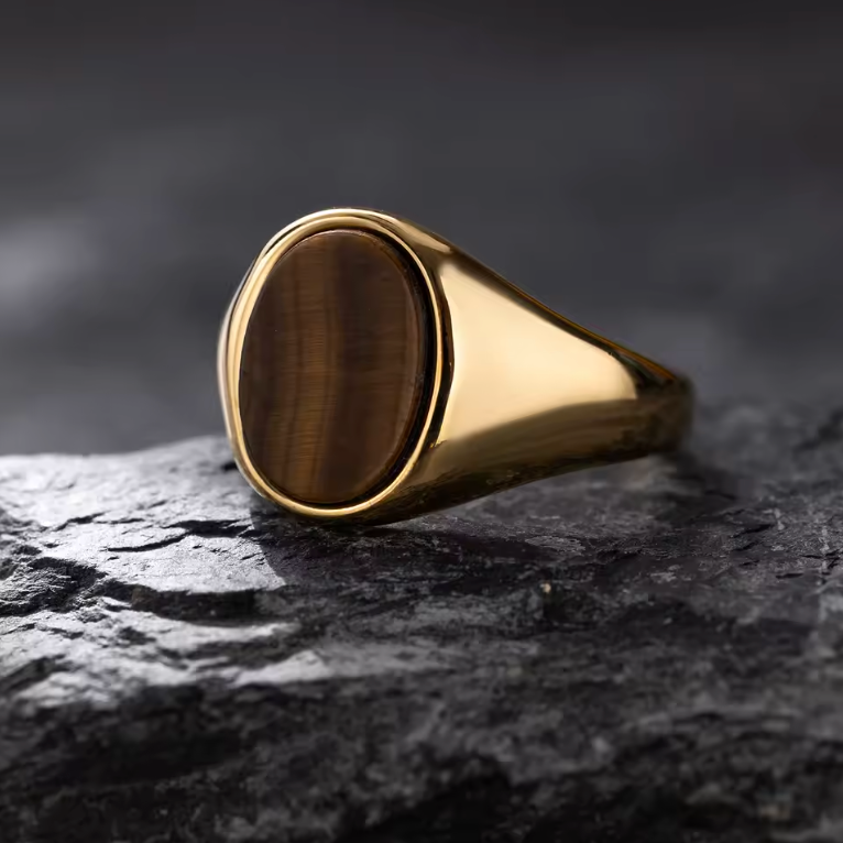 Anello in Acciaio con Pietra Naturale | Minia